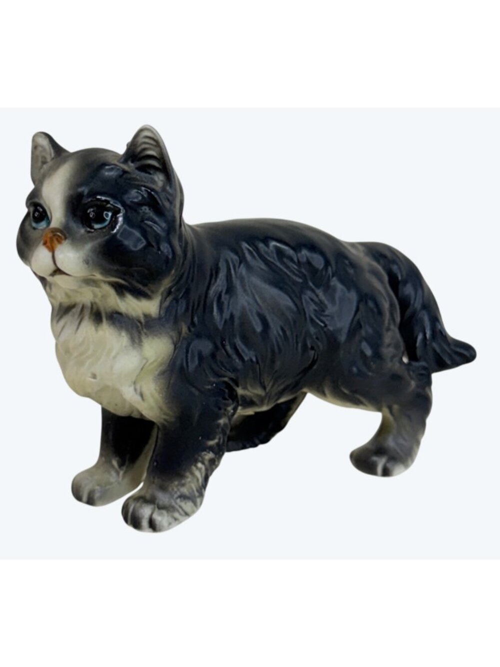 Vintage Napcoware Napco Ware Ceramic Black Gray Cat Kitten Blue Eyes C9050